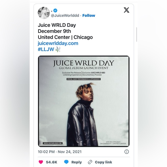 RARE Juice WRLD Day Slime Hoodie Rap 999 Club Dec 9 2021 Chicago United Center M - Picture 10 of 10